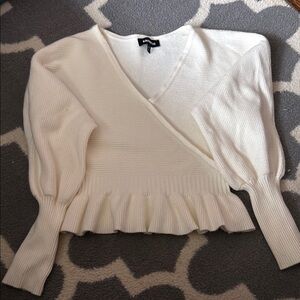 Express Elegant Cream Wrap Sweater
